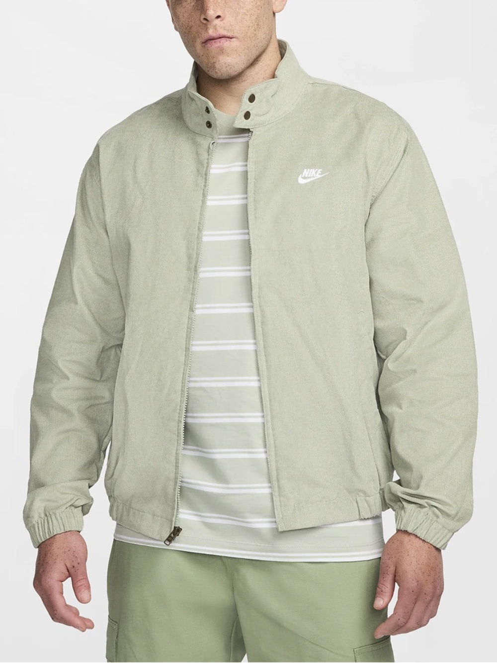 Nike Sportswear Club Corduroy Harrington Jacket Men’s Large Green FZ0631-370 NWT